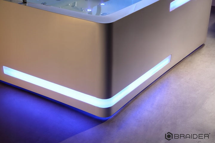 Akrylowa wanna wolnostojąca Braider, wanna Restia, wanna przyścienna, biała, wygodna wanna, wanna Braider, wanna z hydromasażem, domowe SPA, jacuzzi