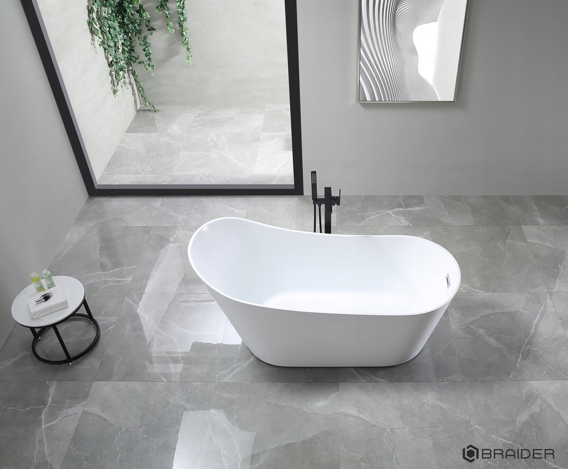 Akrylowa wanna wolnostojąca Braider, wanna biała, wanna wolnostojąca , wanna Restia, wanna przyścienna, wygodna wanna, wanna Braider, wanny wolnostojące