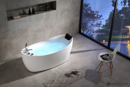 Akrylowa wanna wolnostojąca Braider, wanna Restia, wanna przyścienna, biała, wygodna wanna, z hydromasażem, jacuzzi, SPA