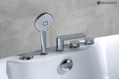 Akrylowa wanna wolnostojąca Braider, wanna Restia, wanna przyścienna, biała, wygodna wanna, z hydromasażem, jacuzzi, SPA