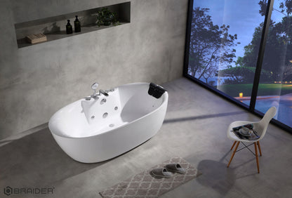 Akrylowa wanna wolnostojąca Braider, wanna Restia, wanna przyścienna, biała, wygodna wanna, z hydromasażem, jacuzzi, SPA