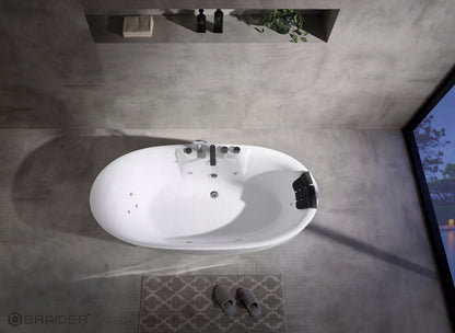 Akrylowa wanna wolnostojąca Braider, wanna Restia, wanna przyścienna, biała, wygodna wanna, z hydromasażem, jacuzzi, SPA