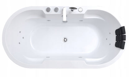 Akrylowa wanna wolnostojąca Braider, wanna Restia, wanna przyścienna, biała, wygodna wanna, z hydromasażem, jacuzzi, SPA