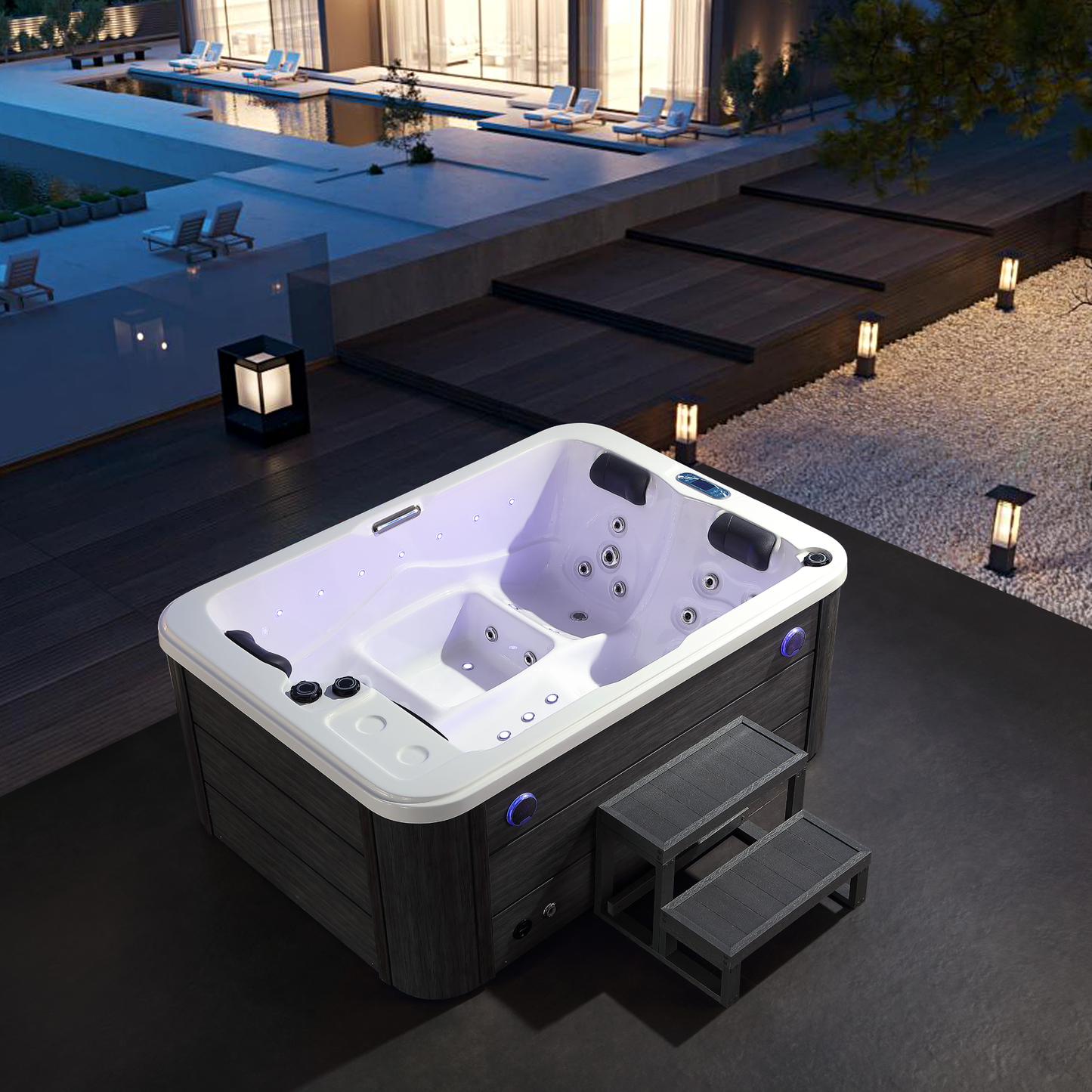 BRAIDER Wanna ogrodowa MONACO SPA z hydromasażem 180 cm. Biała. Jacuzzi