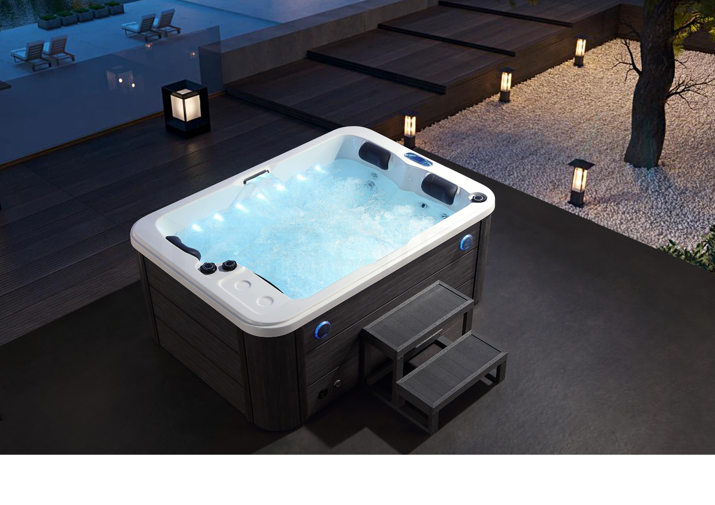 BRAIDER Wanna ogrodowa MONACO SPA z hydromasażem 180 cm. Biała. Jacuzzi