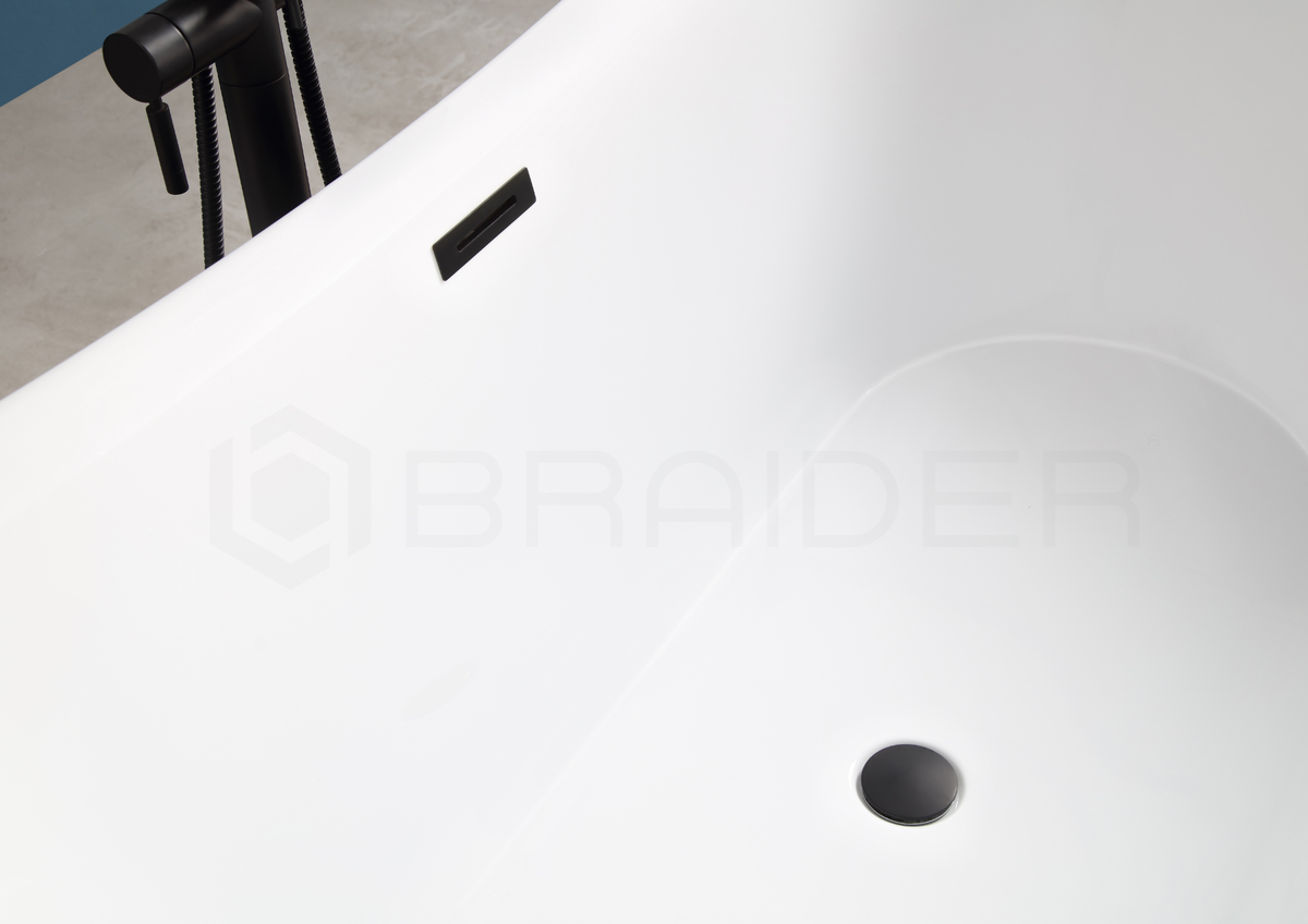 BRAIDER Akrylowa wanna wolnostojąca PUREA 150 cm Czarno-biała