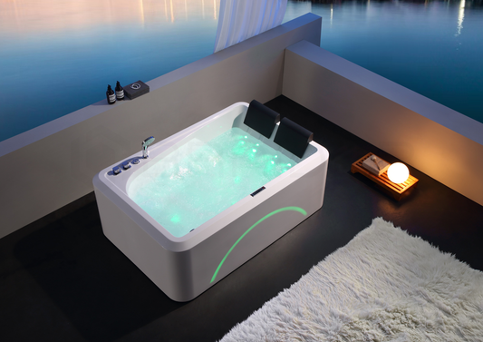 Akrylowa wanna wolnostojąca Braider, wanna Restia, wanna przyścienna, biała, wygodna wanna, wanna Braider, wanna z hydromasażem, domowe SPA, jacuzzi