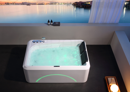 Akrylowa wanna wolnostojąca Braider, wanna Restia, wanna przyścienna, biała, wygodna wanna, wanna Braider, wanna z hydromasażem, domowe SPA, jacuzzi