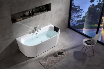 Akrylowa wanna wolnostojąca Braider, wanna Restia, wanna przyścienna, biała, wygodna wanna, z hydromasażem, jacuzzi, SPA